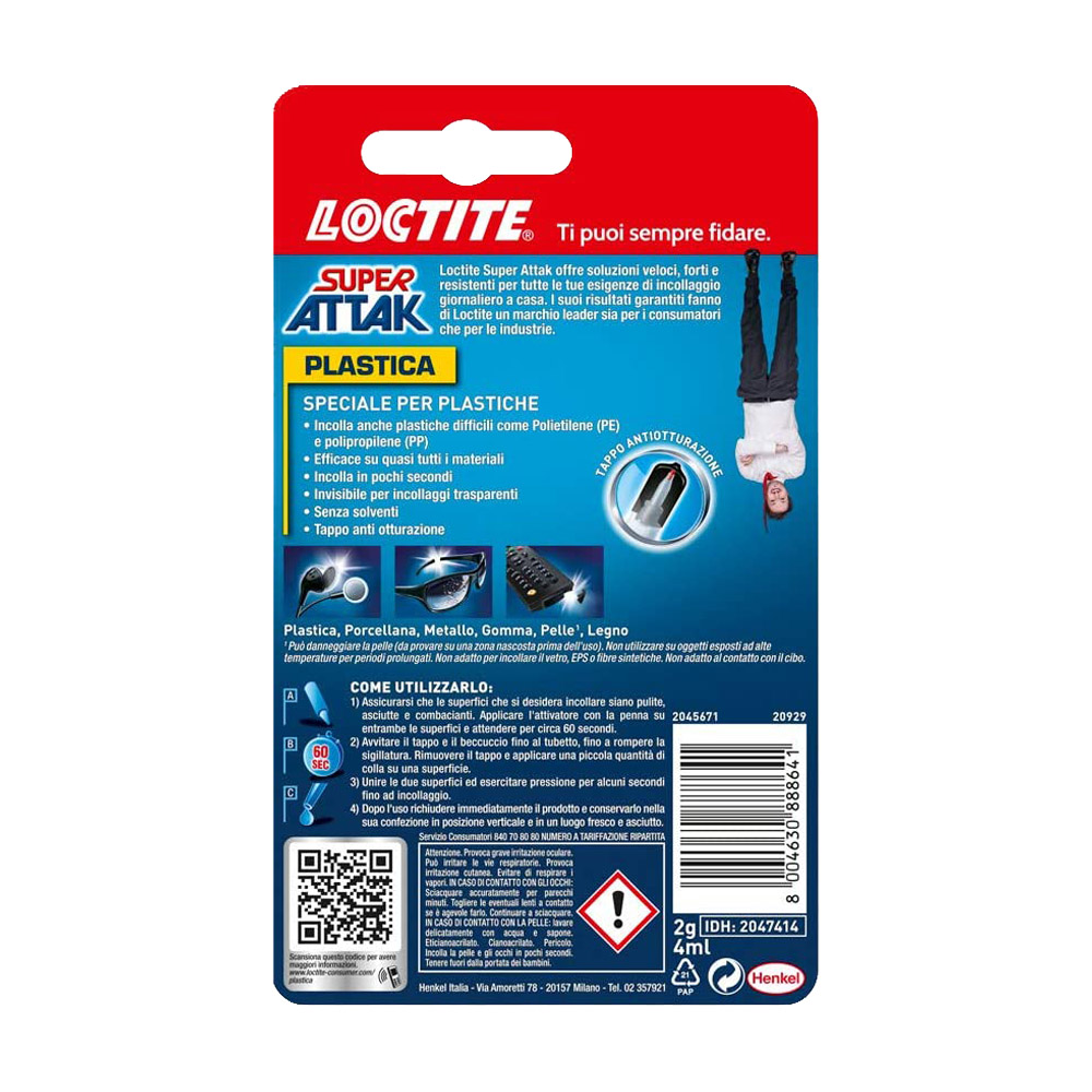 Adesivo Istantaneo Super Attak Plastica LOCTITE 2g+4ml